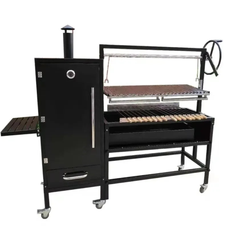 Portable Smoker BBQ Argentina Grill Pit Machine Charcoal With Rotisserie