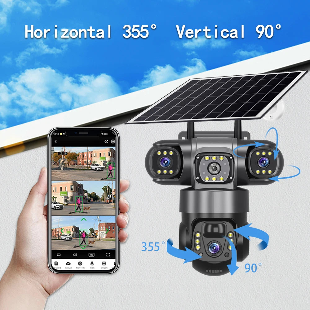 V380 Pro 6K 4G Solar Triple-Lens Outdoor Security Camera