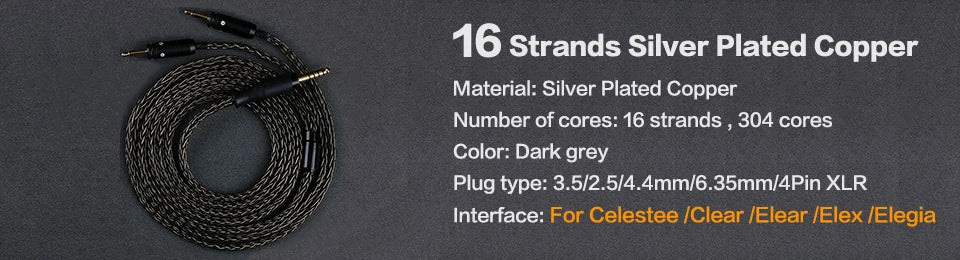 OPENHEART 16 Core Headphone Cable XLR 4.4mm 2.5mm 6.35mm Cable For Sennheiser HD580 HD600 HD650 hd545 hd565 hd535 HD660S HD6XX