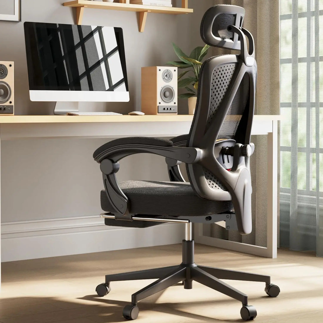 Dowinx Ergonomic Office Chair,Mesh Computer Chair with Pocket Spring Desk Chair with Adjustable Lumbar Support and Headrest
