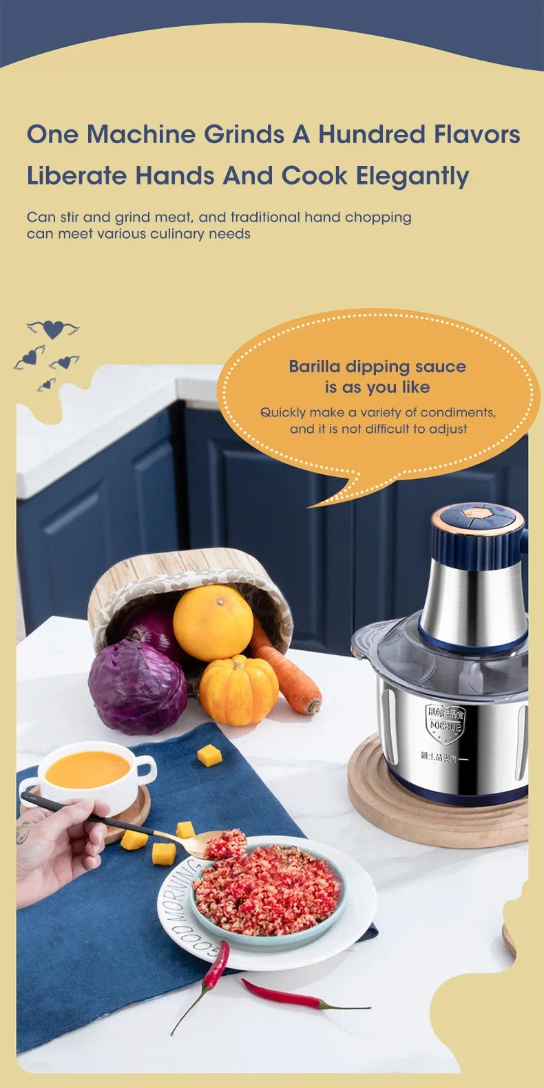 Stainless Steel Electric Meat Chopper & Food Processor