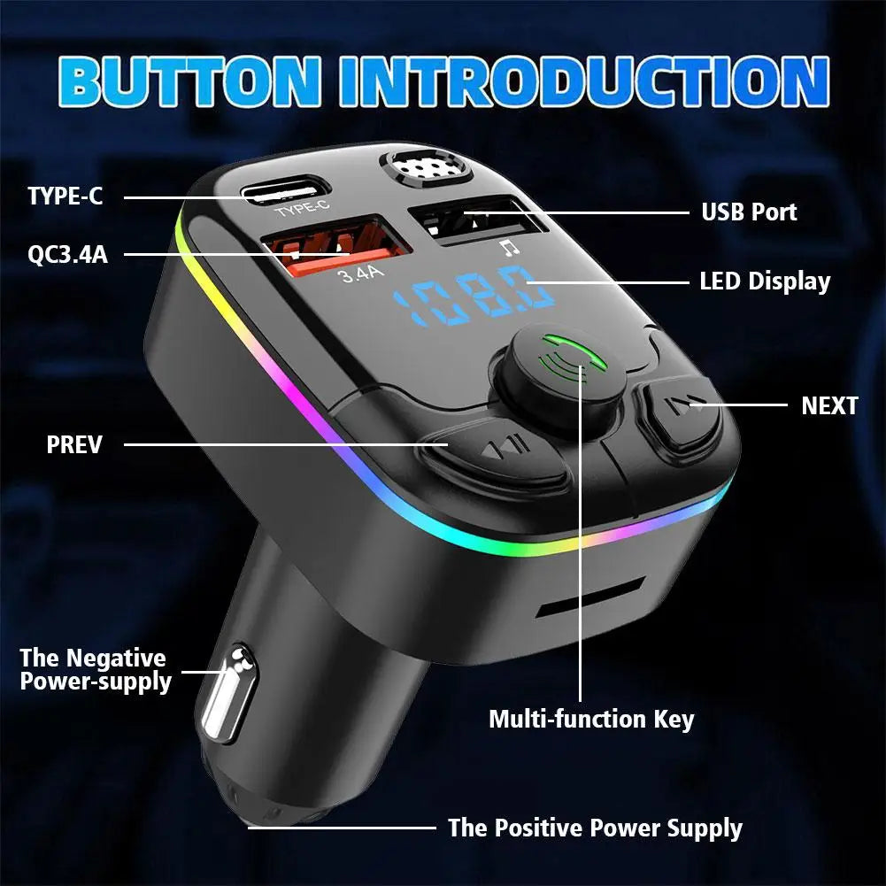 Bluetooth 5.0 Car FM Transmitter MP3 Player