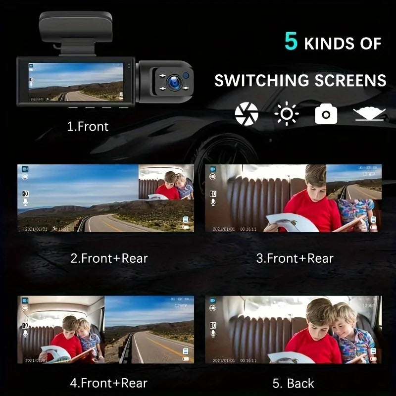 1080P WiFi Dual Dash Cam with Night Vision
