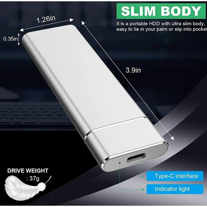 For Xiaomi 1TB External Hard Drive Portable SSD 2TB Hard Disks Storage High-Speed External Solid State Drive USB 3.1 for Laptops