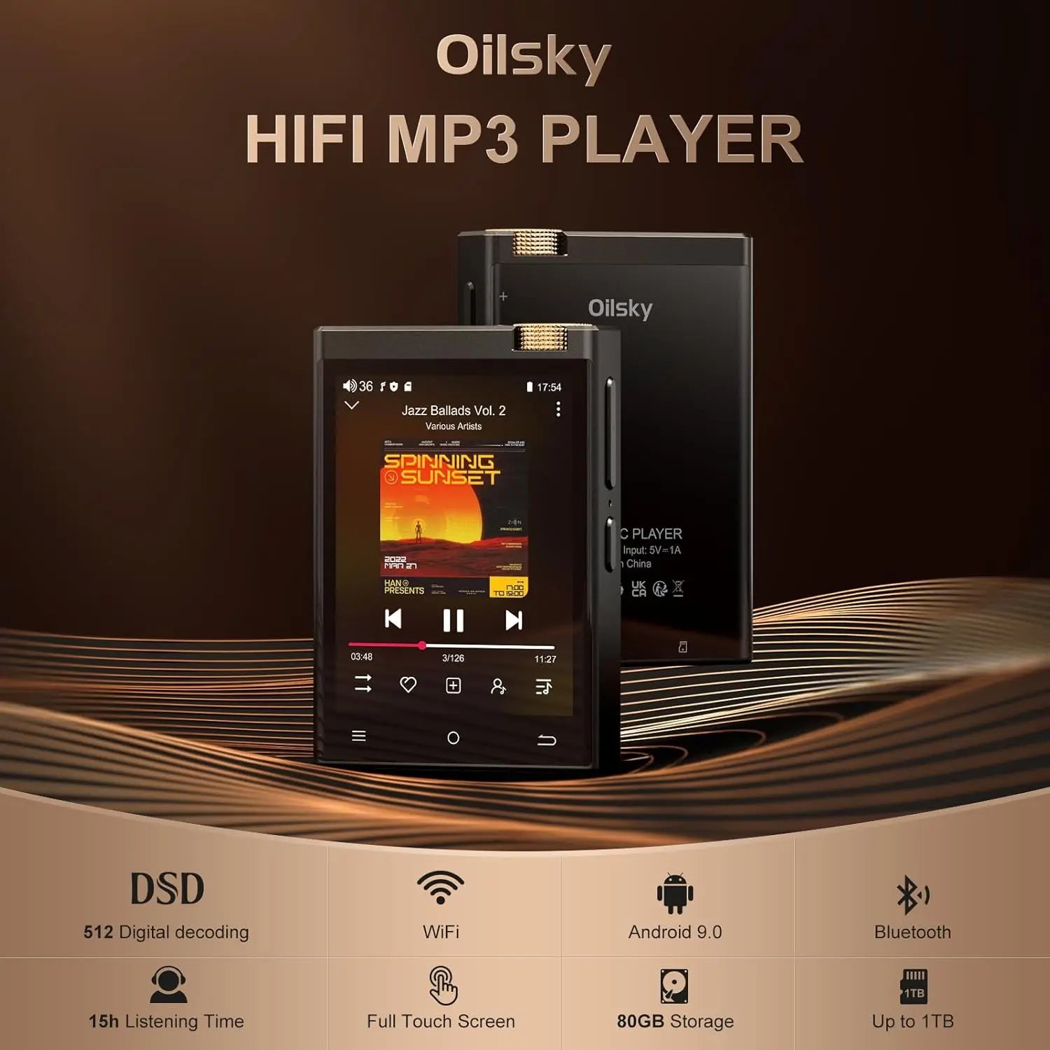 Hi-Fi Bluetooth & WiFi MP3 Player – 64GB Lossless Audio DSD