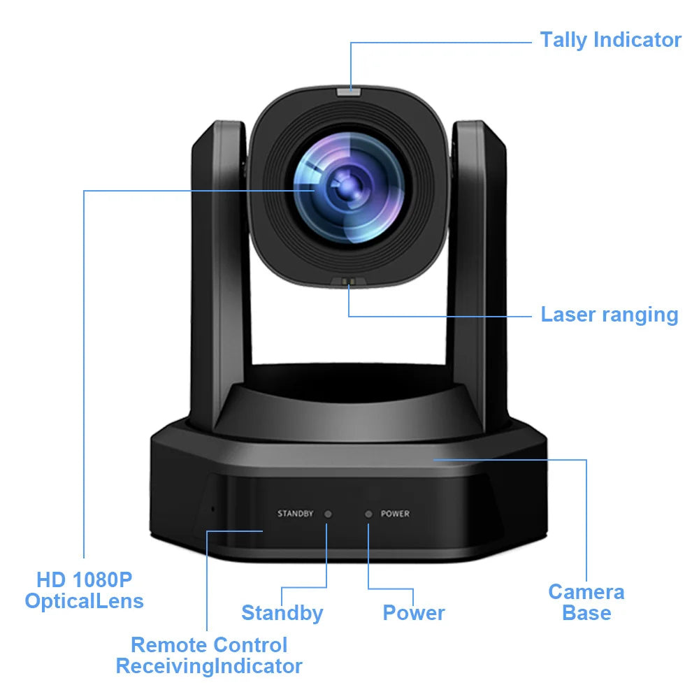 Runpu 1080P/60fps NDI Conference PTZ Video Camera 12/20/30x Zoom Ai Auto Tracking PTZ SDI Camera HDMI USB Outputs Support POE