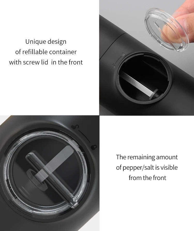 Rechargeable Salt & Pepper Grinder Set with USB Base