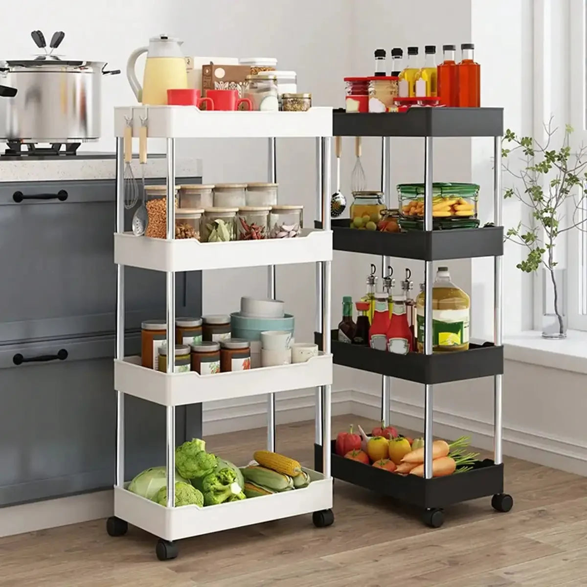 3/4-Tier Slim Rolling Storage Rack