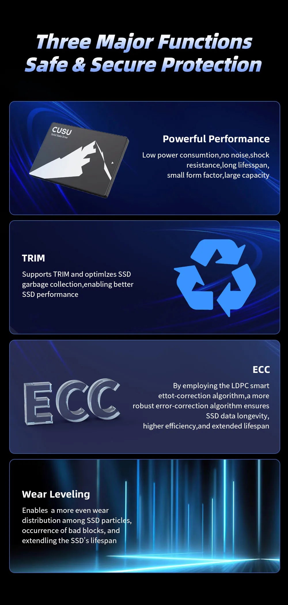 CUSU 2.5" SATA3 SSD – High-Speed Solid State Drive for PC & Laptop (120GB–2TB)