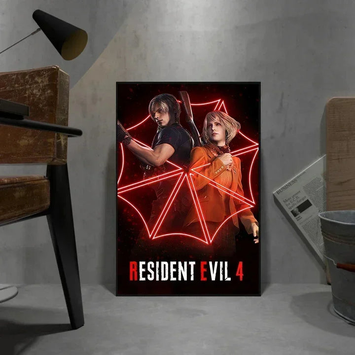 Classic Hot Video Game Resident-Evil 2 3 4 All Characters Vintage Poster Canvas Painting Wall Art Pictures Home Gamer Room Decor