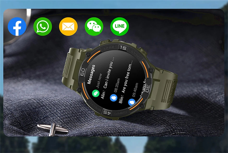 Military Smartwatch with HD Screen & BT Call