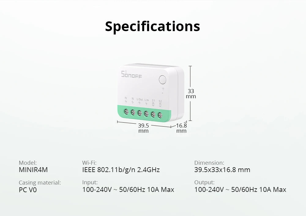 Sonoff Mini R4 Matter WiFi Smart Light Switch