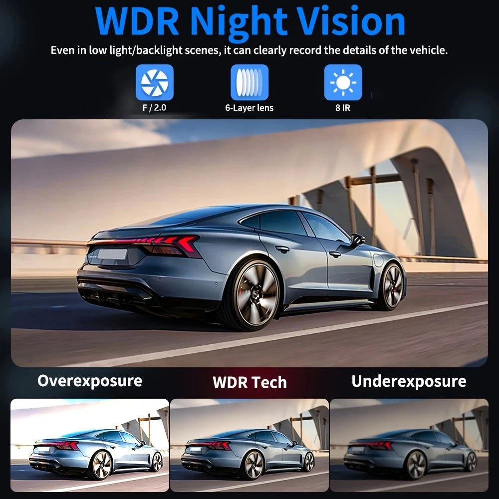 4Lens 360° Dash cam Voice 1080P Video Recorder Car DVR Recording camera Front left right Rear View Auto 4ch dashcam 24H Parking