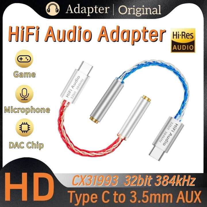 CX31993 HiFi USB DAC Type-C to 3.5mm Audio Adapter