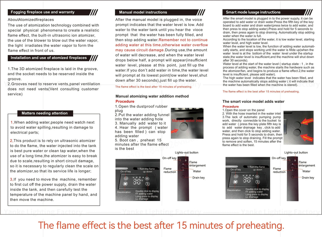 3D Steam Electric Fireplace with App Control Smart LED Flame Water Vapor Humidifier for Bedroom Living Room TV Decor