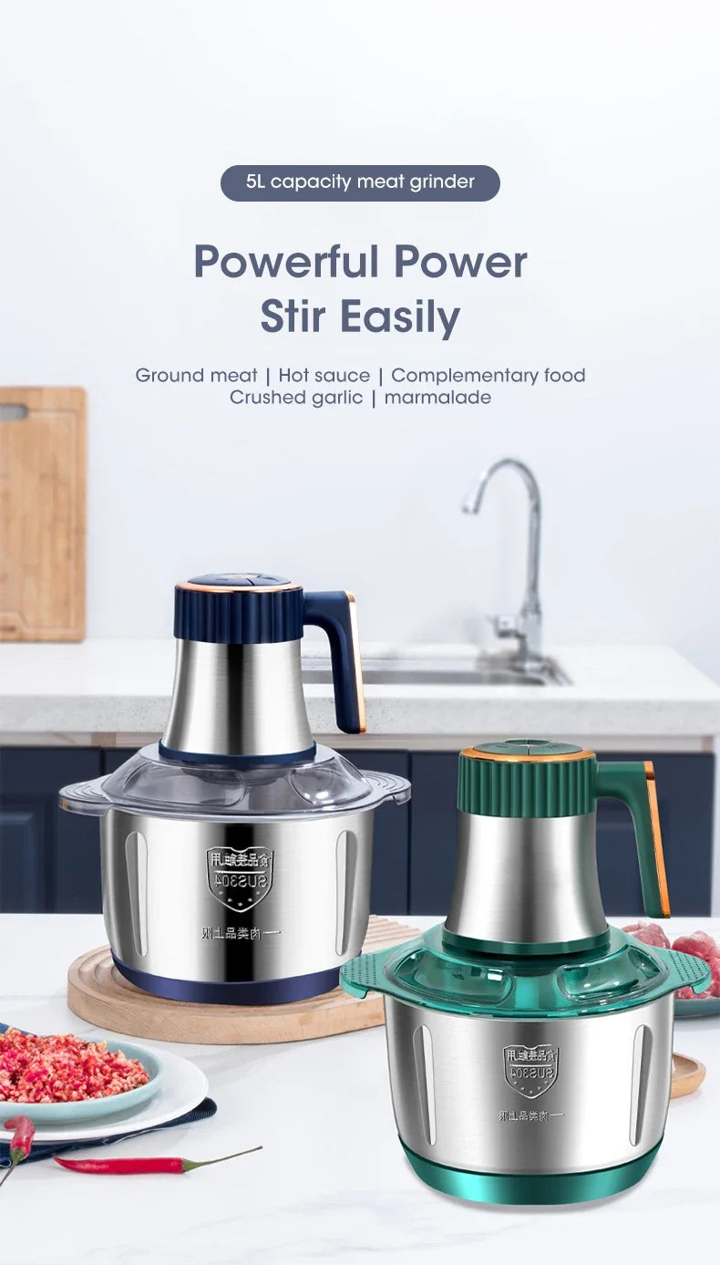 Stainless Steel Electric Meat Chopper & Food Processor