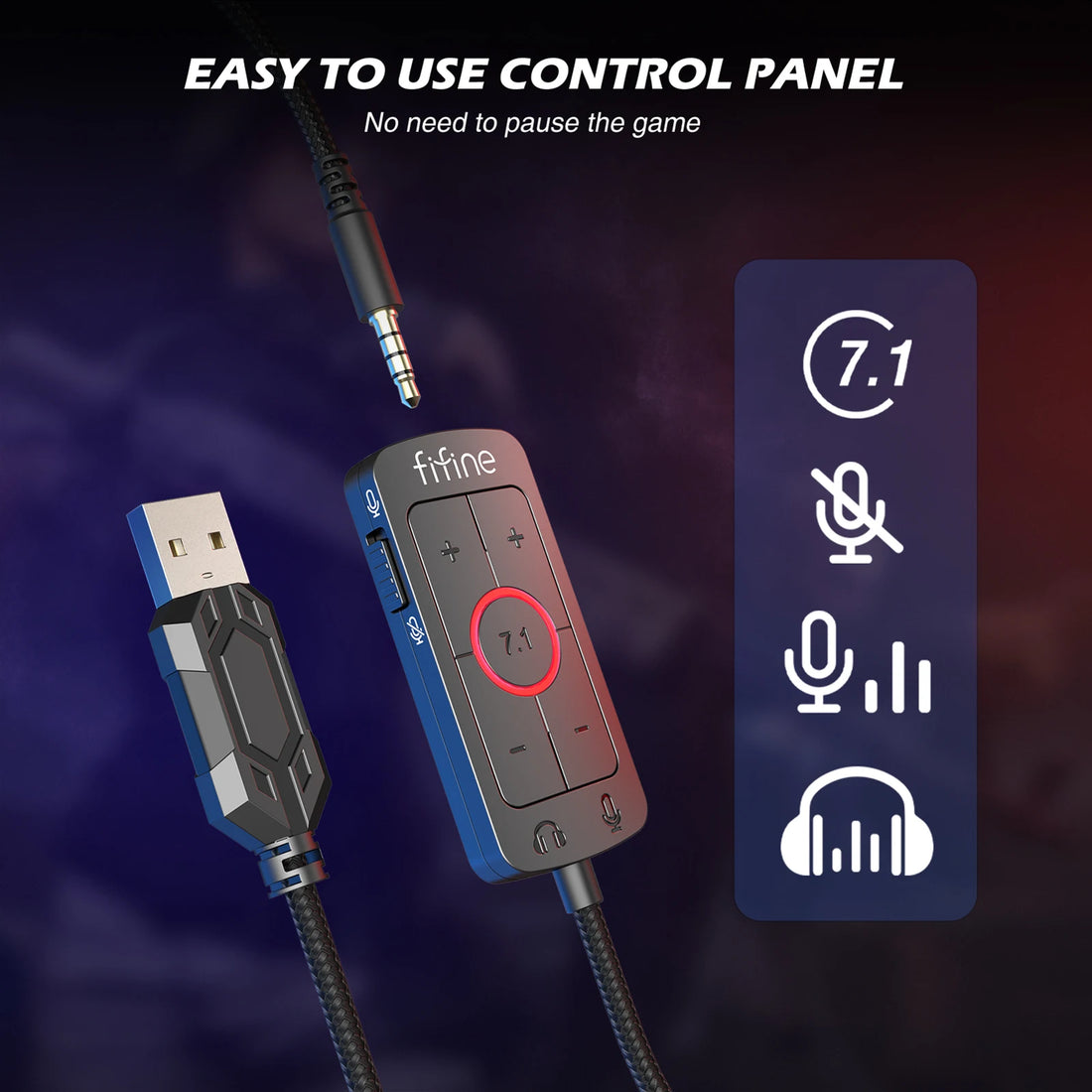 FIFINE H9 Wired Gaming Headset with 7.1 Surround Sound