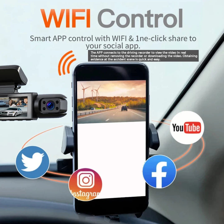 1080P WiFi Dual Dash Cam with Night Vision