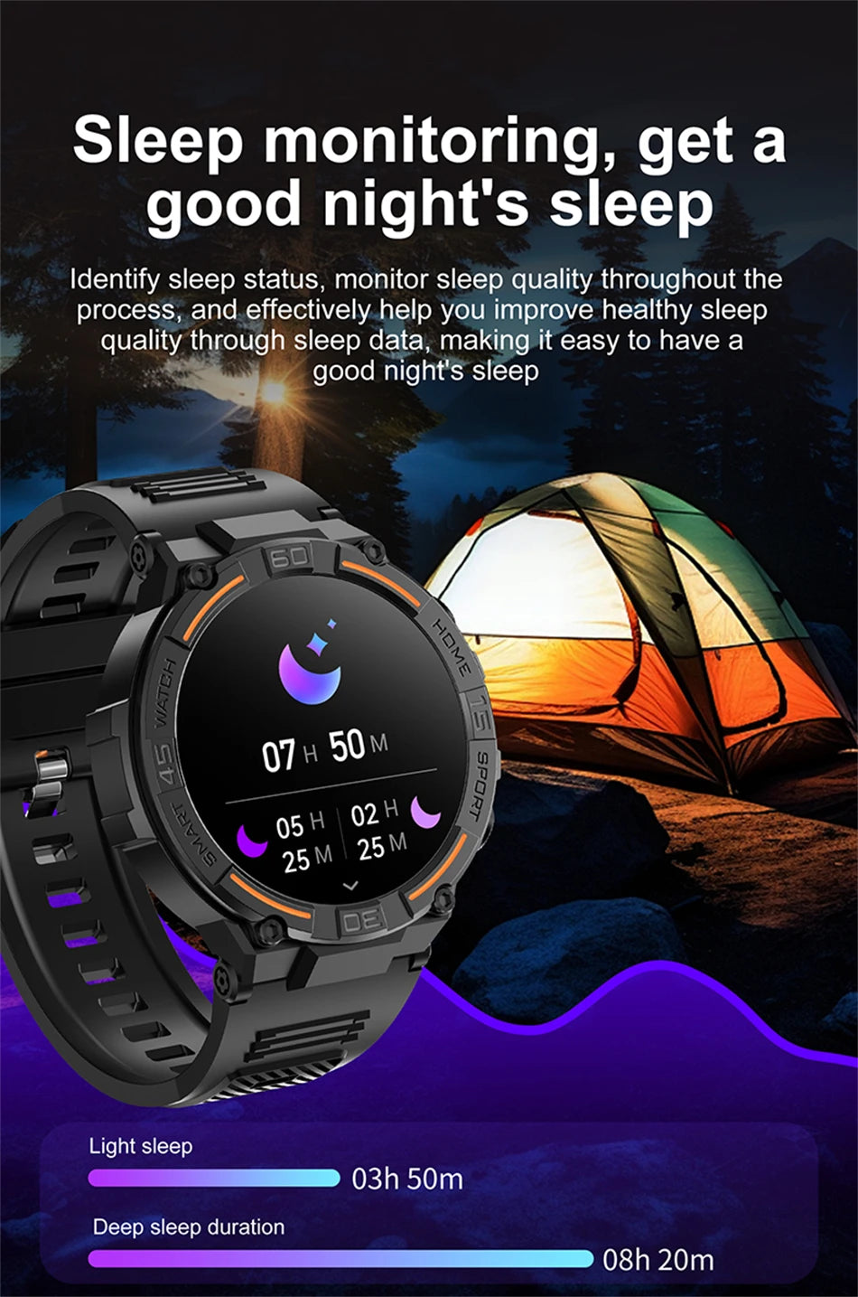 Military Smartwatch with HD Screen & BT Call