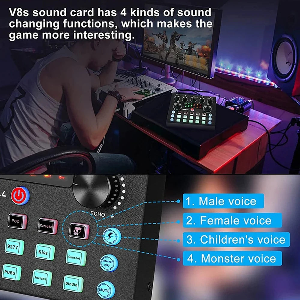 V8S Live Sound Card & Microphone Podcast Bundle