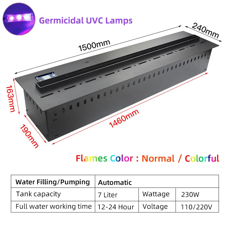 Water Vapor Fireplace Germicidal UV Lamps Customized 3D Flame Electric Fireplace Tv Stand Inserts Living Room Decorative