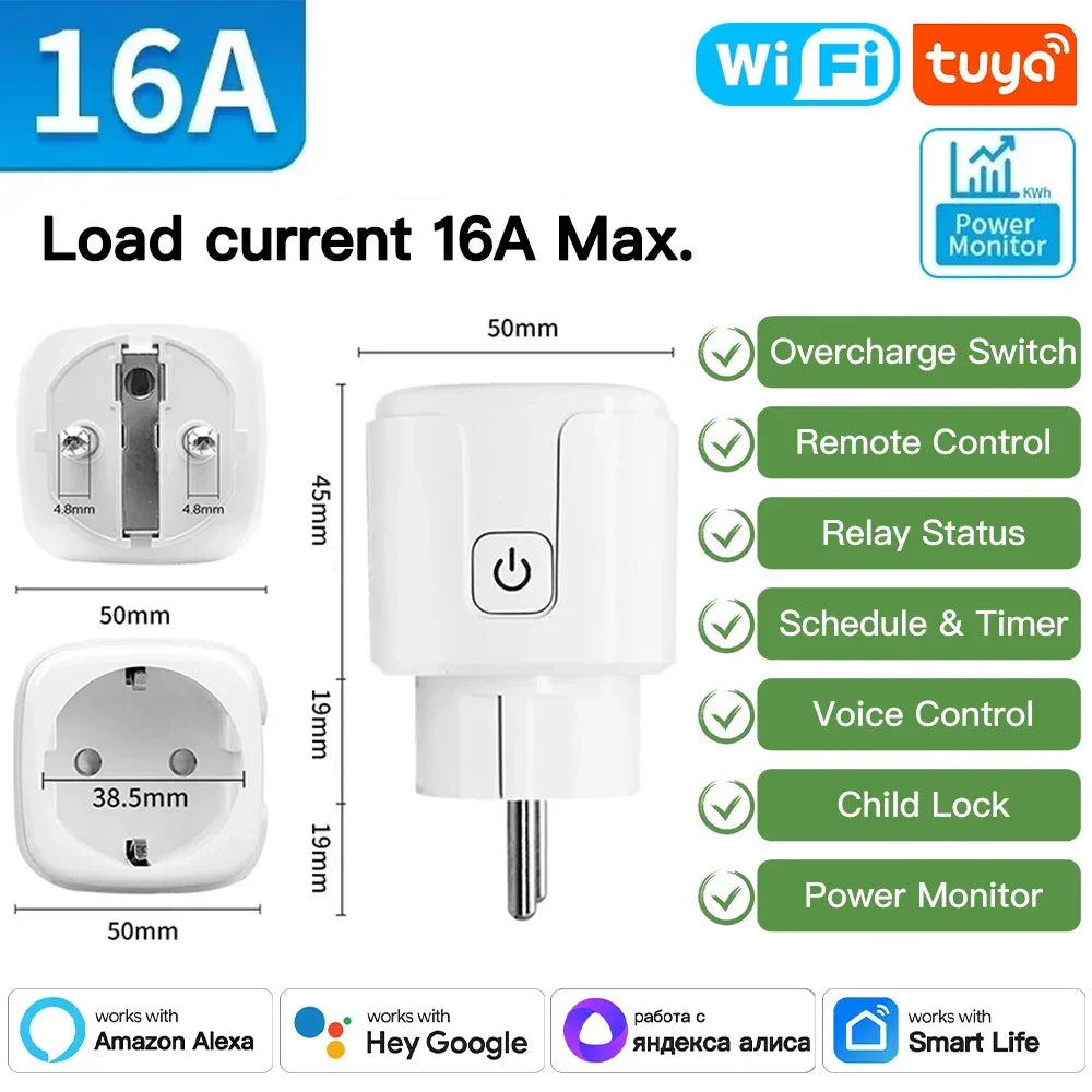 TNCE Tuya WiFi/Zigbee EU Smart Plug 16A/20A