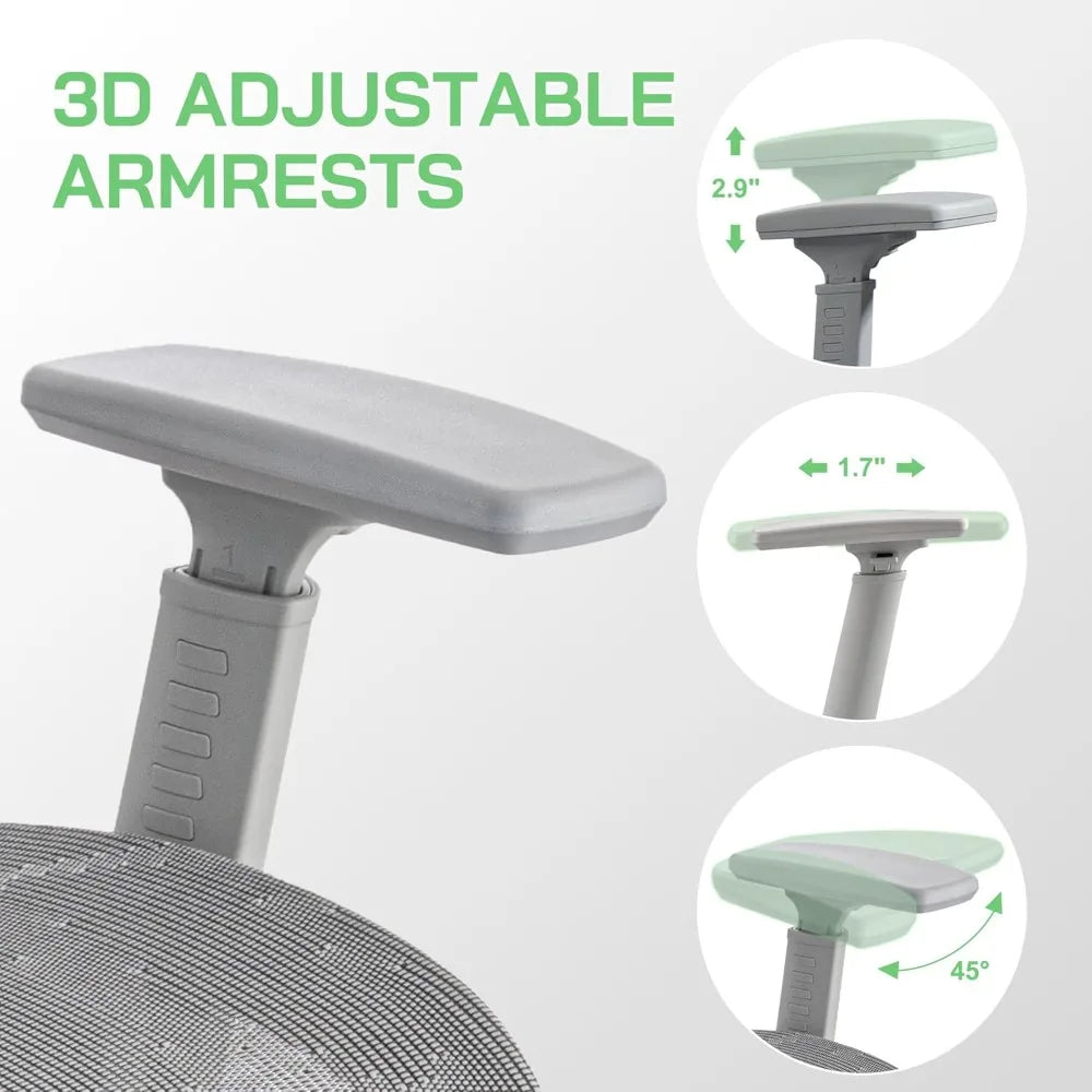 mesh ergonomic office chair with footrest,high back mesh gaming chair with lumbar support,adjustable headrest and armrests for h