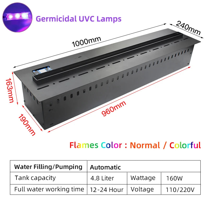 Water Vapor Fireplace Germicidal UV Lamps Customized 3D Flame Electric Fireplace Tv Stand Inserts Living Room Decorative
