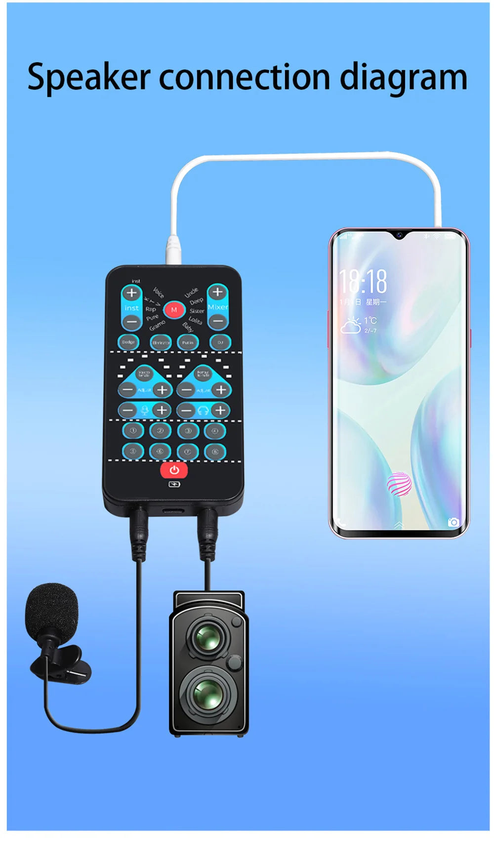 M10 Portable Voice Changer with Karaoke Function