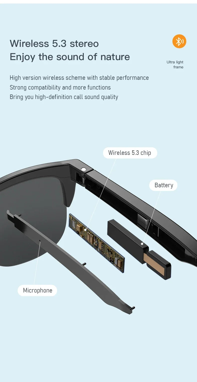 Smart Bluetooth 5.3 Sunglasses with Headphones