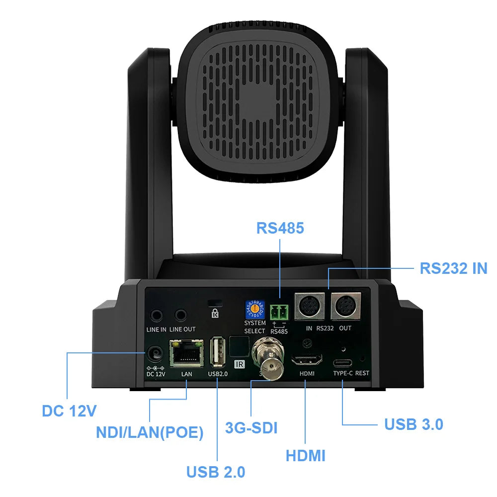 Runpu 1080P/60fps NDI Conference PTZ Video Camera 12/20/30x Zoom Ai Auto Tracking PTZ SDI Camera HDMI USB Outputs Support POE