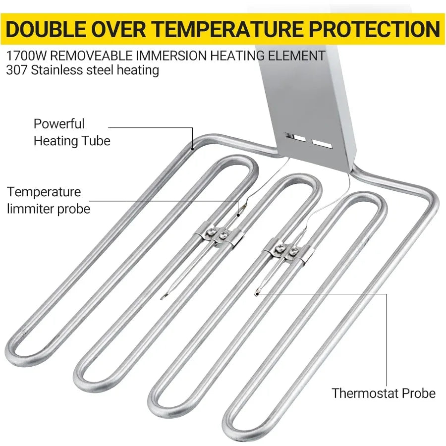 Twin 11L Commercial Deep Fryer with Dual 201 Stainless Steel Tanks and 2 Baskets Lids 3400W Total Power 1700W x 2 at 110V for H