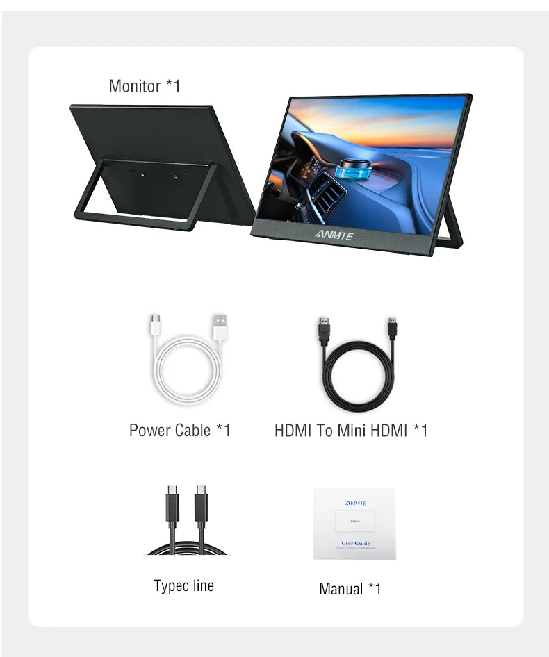 Anmite 14-Inch Portable Touch Screen Monitor – 100% sRGB Gaming Display  Product Description (Bullet Points):