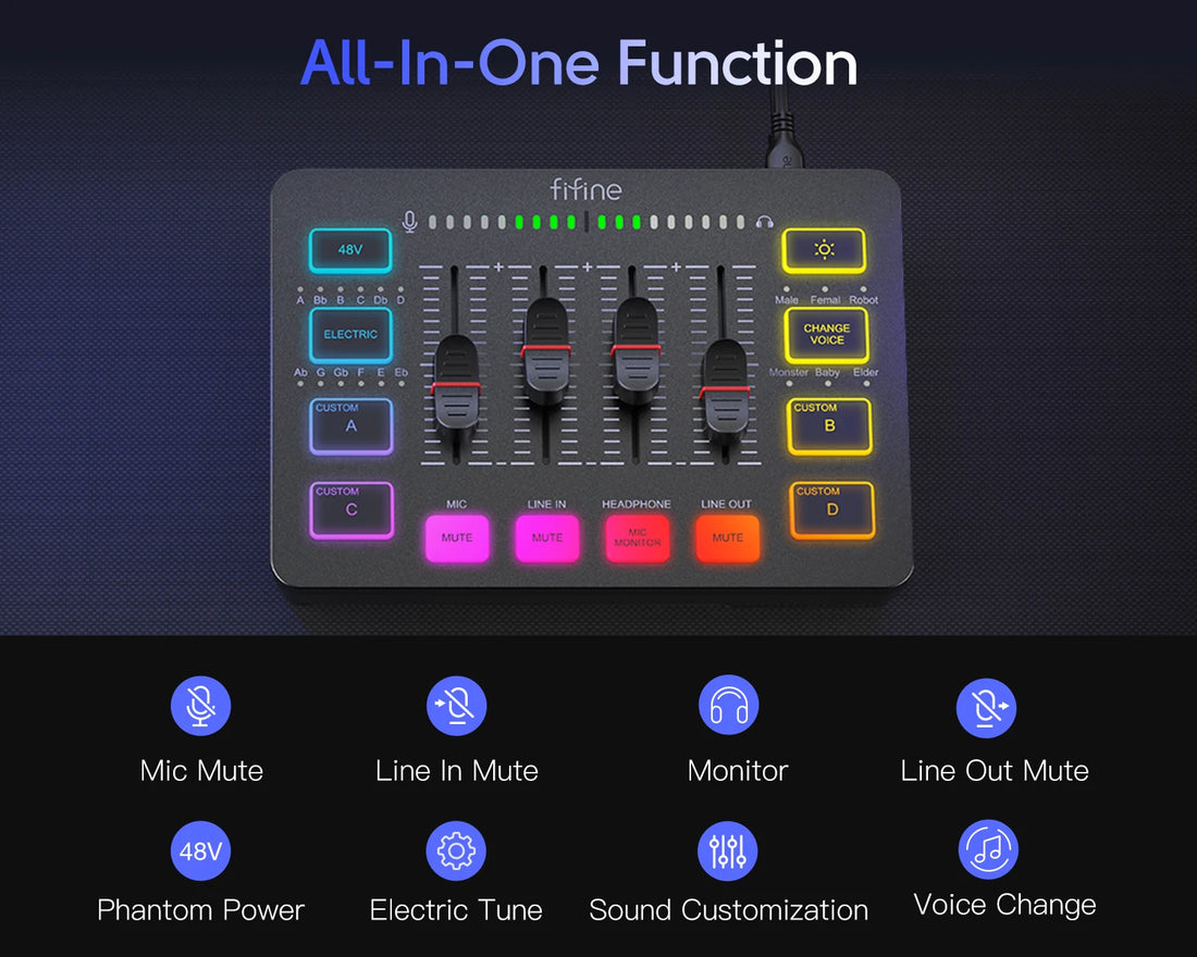FIFINE SC3 RGB Gaming Audio Mixer