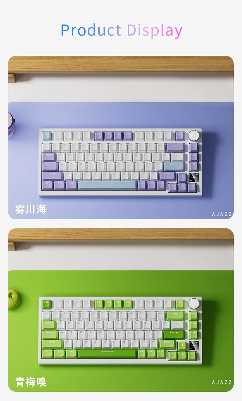 AJAZZ AK820 / AK820Pro Gaming Mechanical Keyboard 75% 82 Keys Wired Single Mode/Bluetooth Wireless Gamer Keyboard for Laptop PC