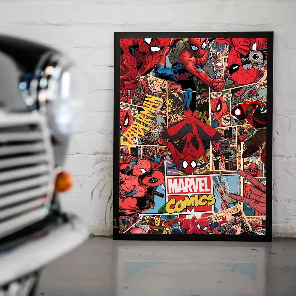 Cool S-Spider M-Man Poster Stickers art wall Murals decor Game Room Decor Gifts Kawaii HD painting Cat Cars