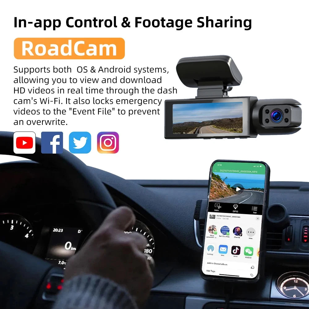 1080P WiFi Dual Dash Cam with Night Vision