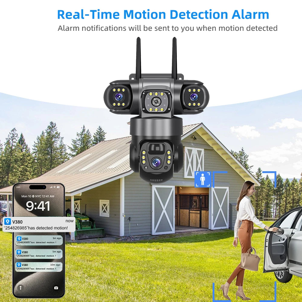 V380 Pro 6K 4G Solar Triple-Lens Outdoor Security Camera