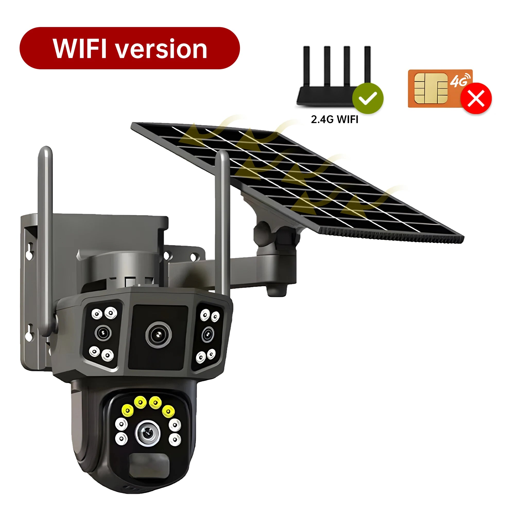 V380 4G SIM Solar Camera 4K Dual Lens Outdoor Security CCTV