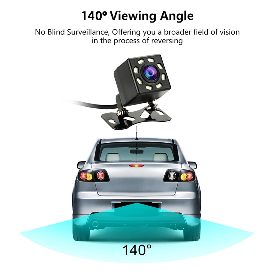 Car Rear View Camera 4/8/12 LED Night Vision Reversing Wide-angle Waterproof HD Reversing Image Universal Support Display