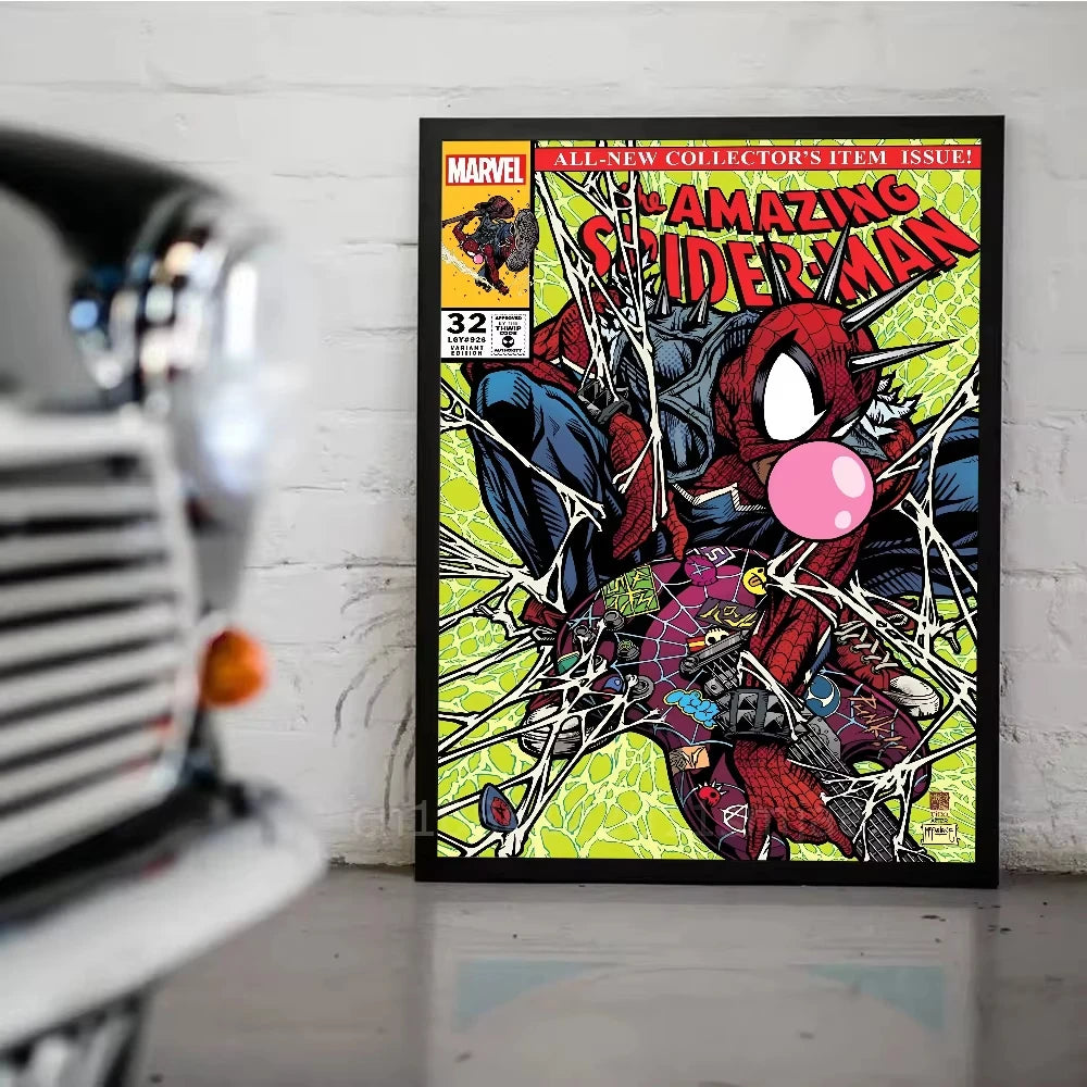 Cool S-Spider M-Man Poster Stickers art wall Murals decor Game Room Decor Gifts Kawaii HD painting Cat Cars