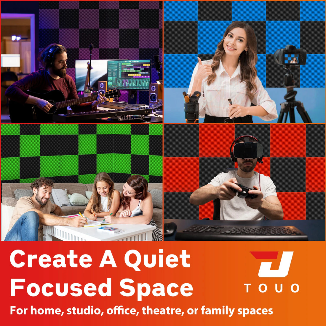 TOUO Egg Trough Wall Soundproof Foam 6 12 24 48 Pcs High Density Sound Absorbing Material Acoustic Foam Ceiling Noise Insulation