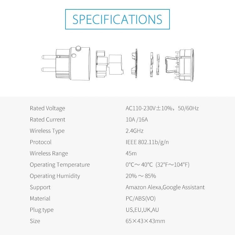 Tuya WiFi Smart Plug EU 16A with Power Monitoring
