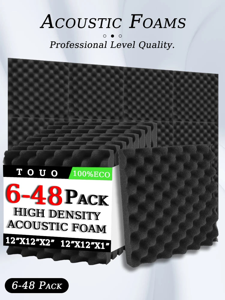 TOUO Egg Trough Wall Soundproof Foam 6 12 24 48 Pcs High Density Sound Absorbing Material Acoustic Foam Ceiling Noise Insulation