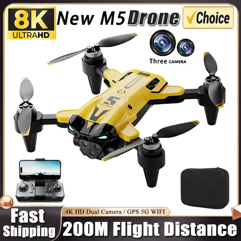 M5 Professional 8K GPS Drone with Triple Camera & Obstacle Avoidance