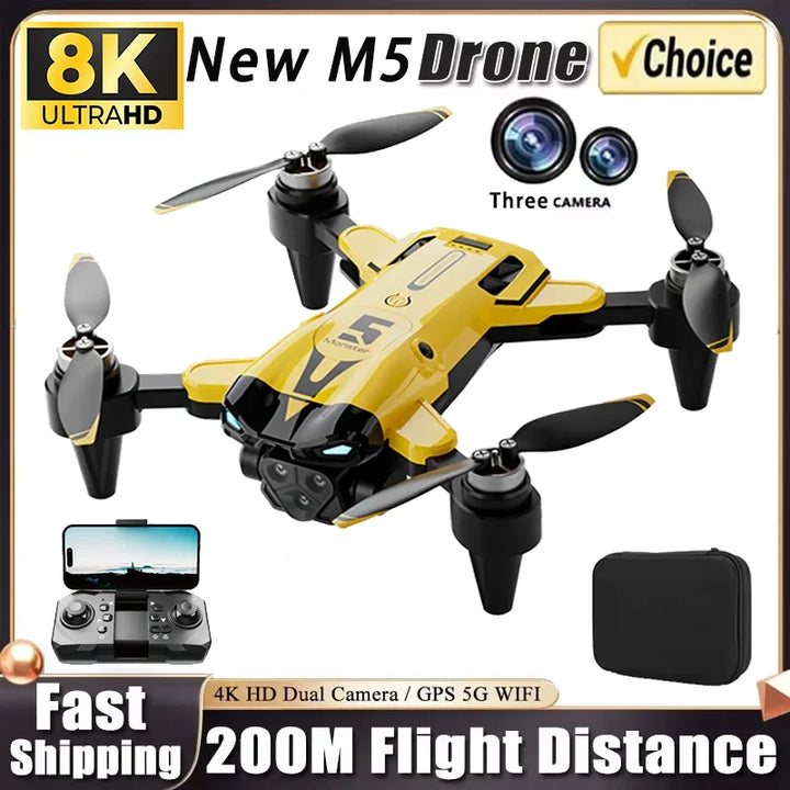 M5 Professional 8K GPS Drone with Triple Camera & Obstacle Avoidance