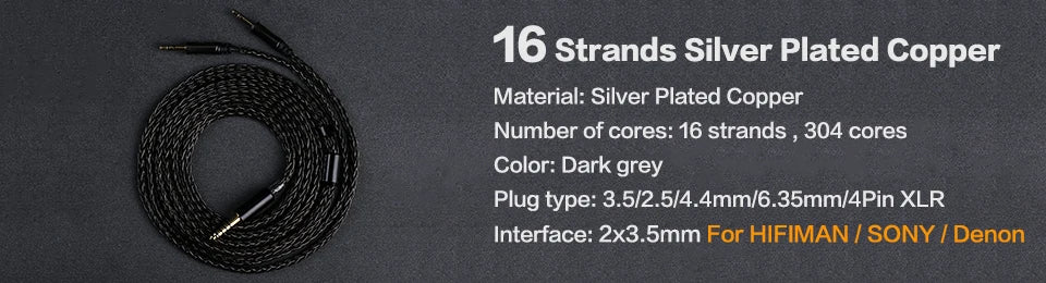 OPENHEART 16 Core Headphone Cable XLR 4.4mm 2.5mm 6.35mm Cable For Sennheiser HD580 HD600 HD650 hd545 hd565 hd535 HD660S HD6XX
