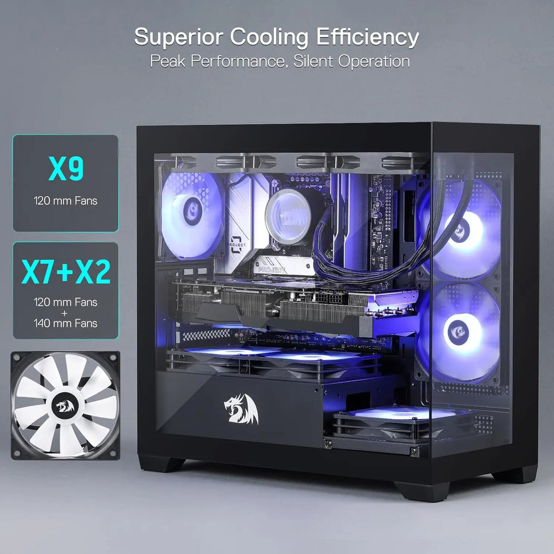 Redragon GC218M M-ATX Gaming PC Case with Dual Fans & High Airflow Design
