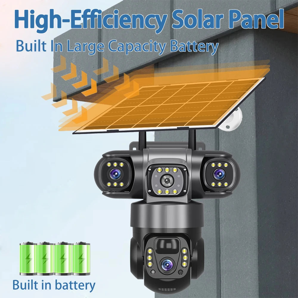 V380 Pro 6K 4G Solar Triple-Lens Outdoor Security Camera