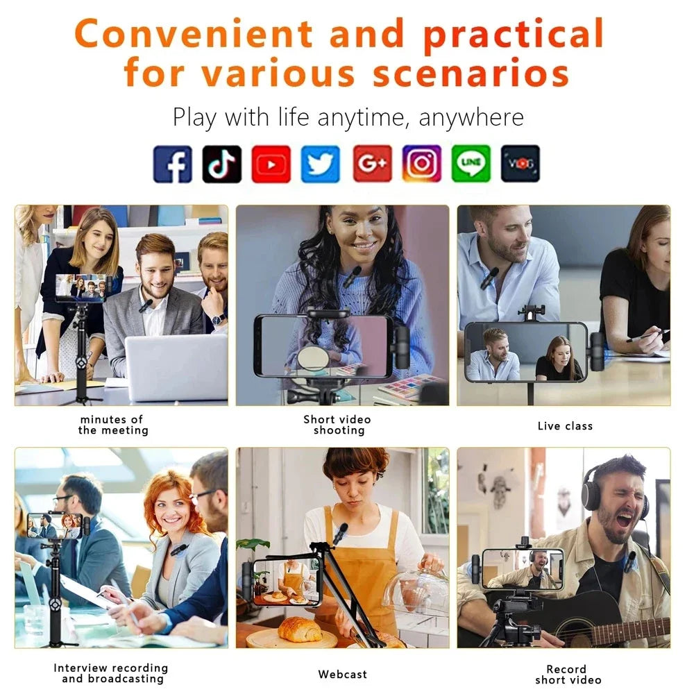 Wireless Mini Lavalier Microphone for iPhone & Android